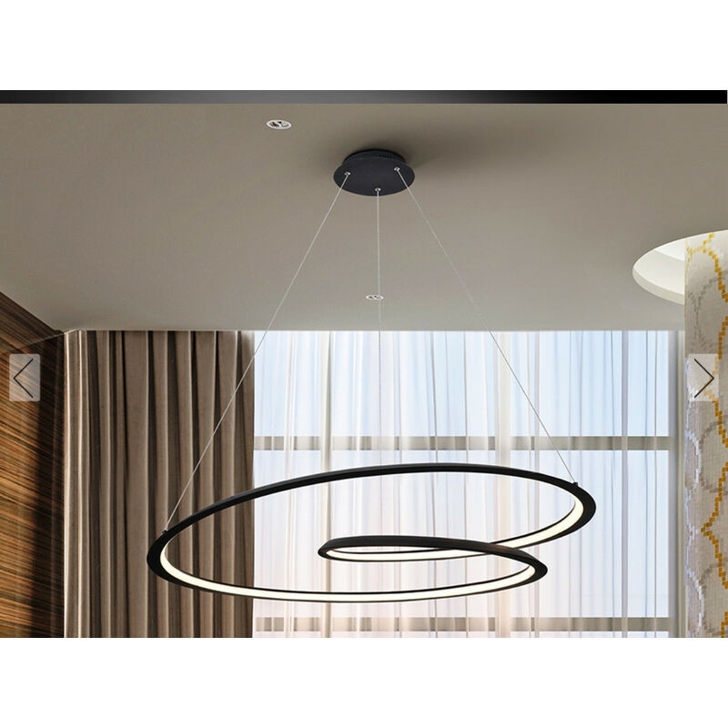 Schuller Lighting - Schuller Looping Modern Designer LED Ring Swirl Pendant Light Matt Black, 2700lm, 3000K