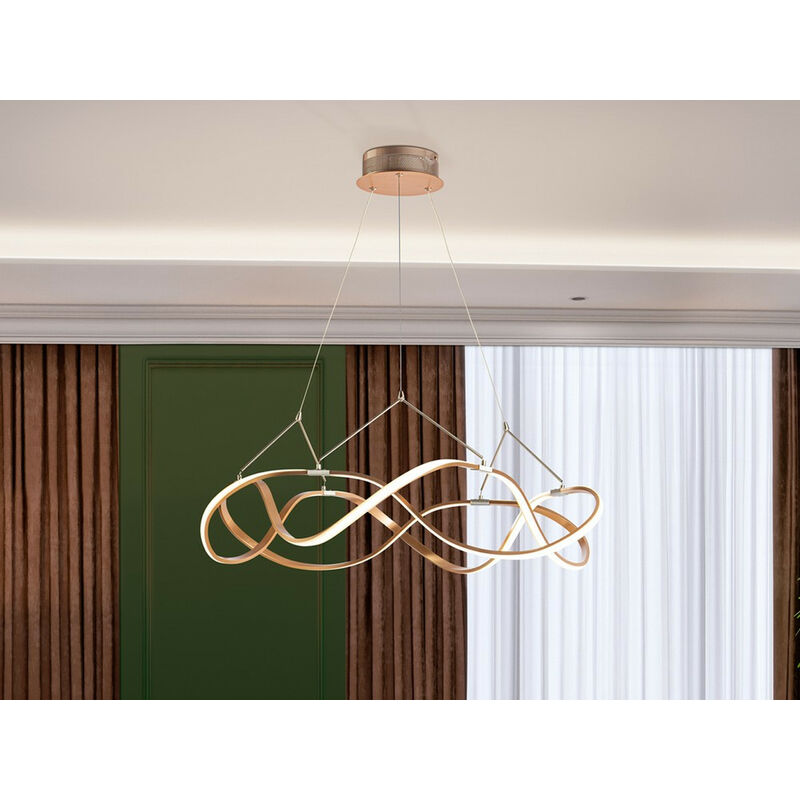 Schuller Molly Modern Dimmable LED Infinity Swirl Ring Designer Pendant Light Chrome with Remote Control
