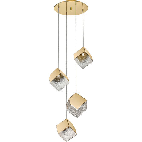 Schuller Priscila Cluster Pendant Ceiling Light 4 Light Golden, Textured G9