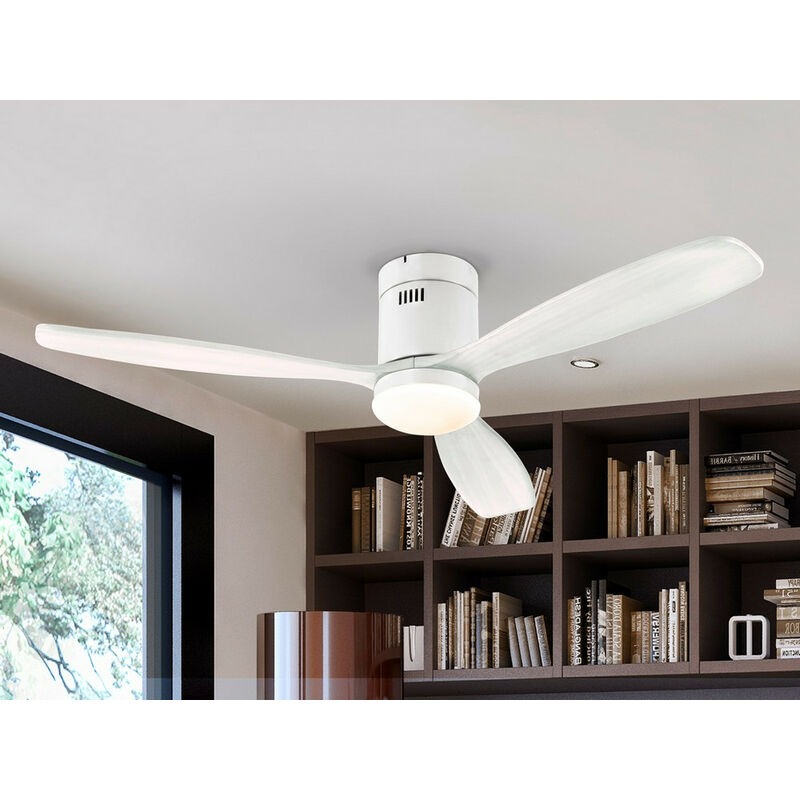 Image of Schuller Lighting - Schuller Siroco Ventilatore da soffitto ultra silenzioso a 6 velocità bianco opaco con luce led, telecomando, timer e funzioni