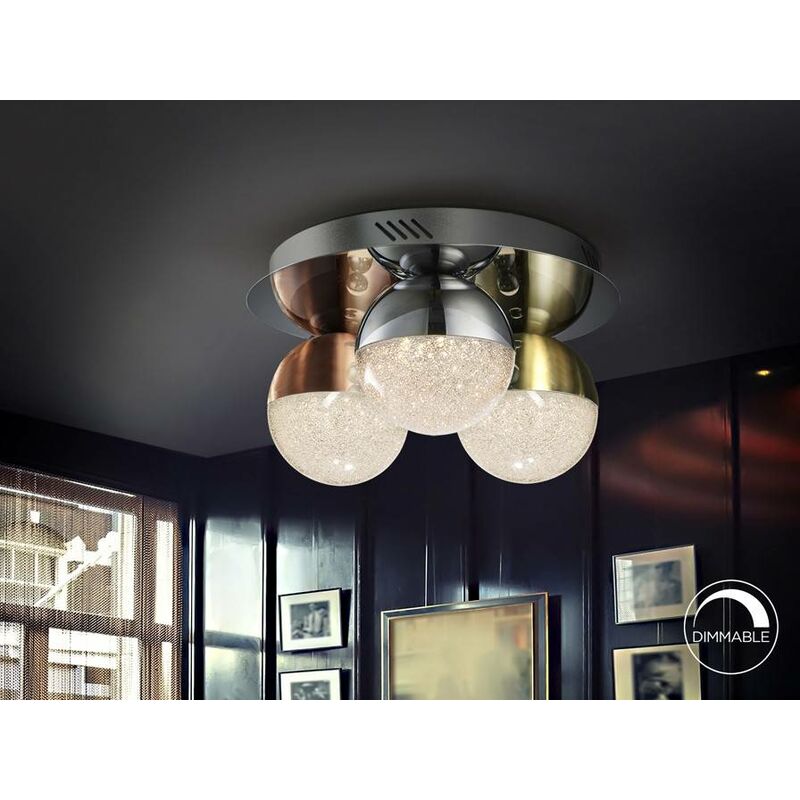 Schuller Sphere - Integrated led Dimmable Flush Ceiling Light Chrome, Brass, Copper