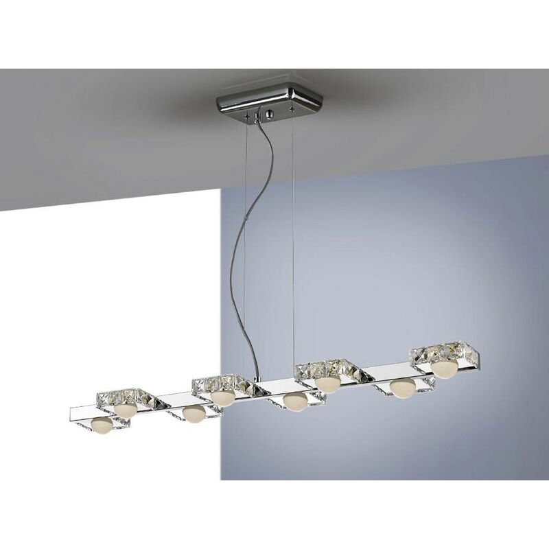 Schuller Lighting - Schuller Suria - Integrated LED 8 Light Crystal Bar Ceiling Pendant Chrome