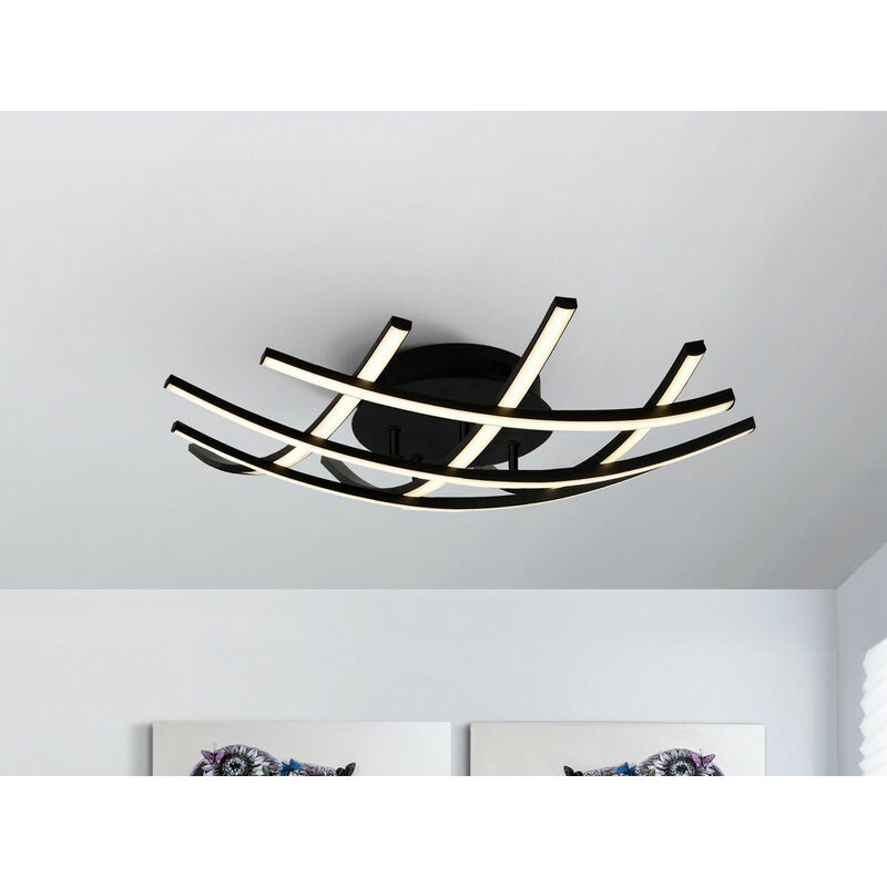 Schuller Lighting - Schuller Trama II LED Designer Kleine Deckenleuchte Criss Cross Grid Style Matt Schwarz, 60cm