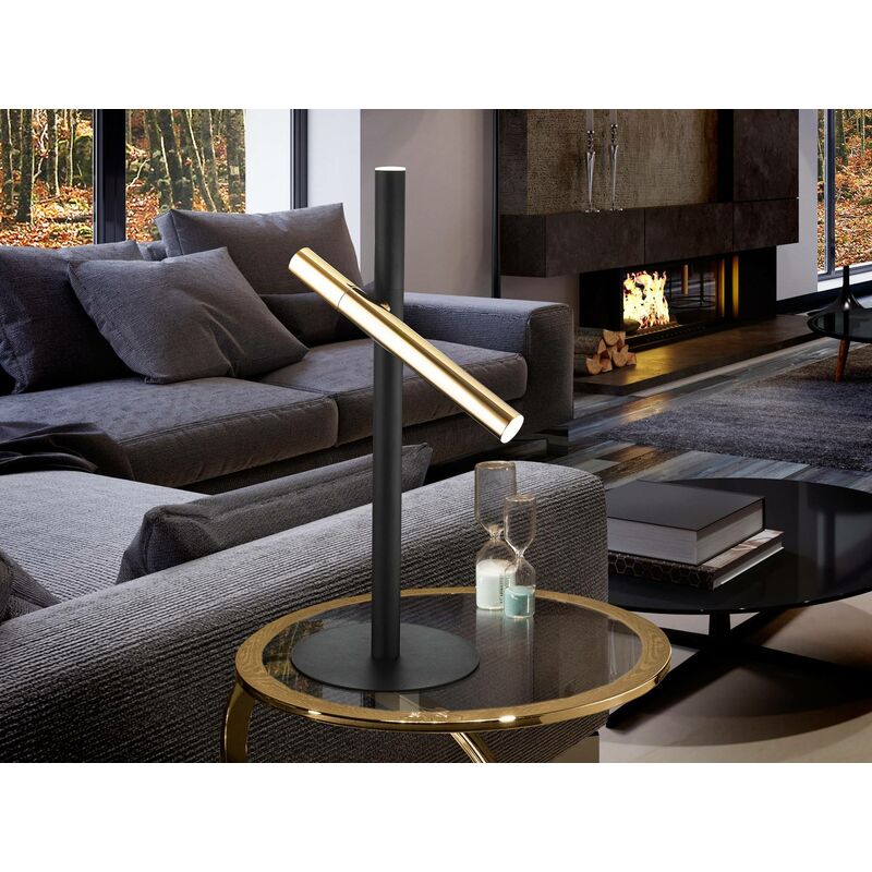 Image of Schuller Lighting - Schuller Varas - Lampada da tavolo led integrata a 2 luci Nero opaco, Oro