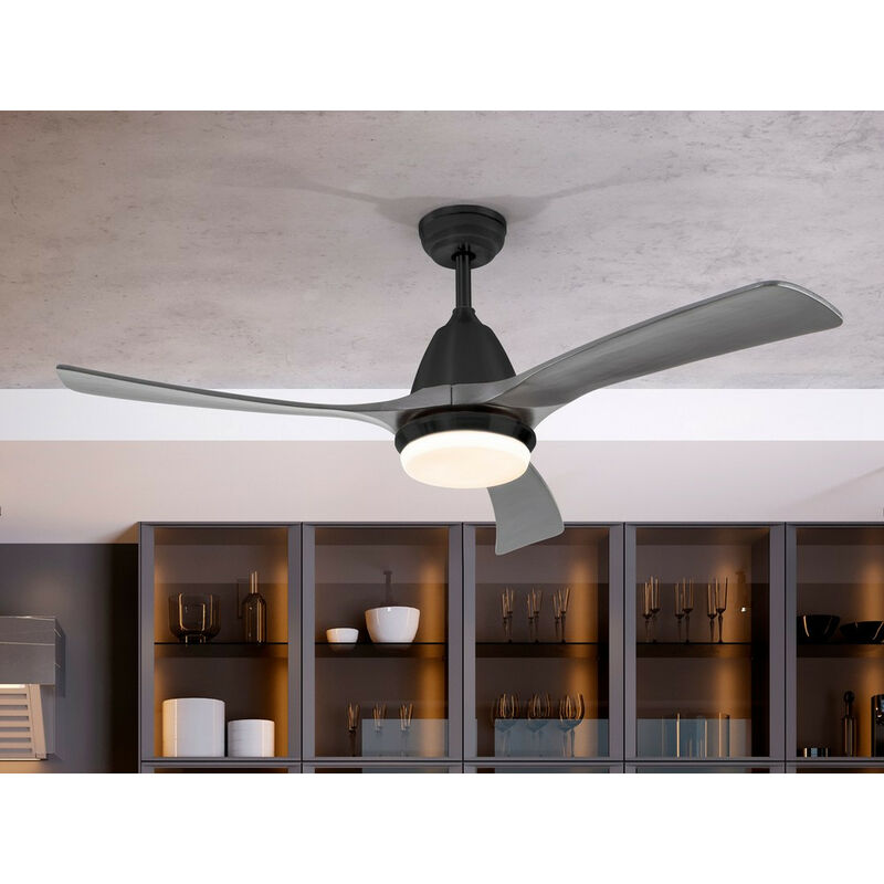 Schuller Lighting - Schuller Aspas 6 Speed Ultra Quiet Ceiling Fan Black Grey with LED Light, Remote Control, Timer & Reversible Functions