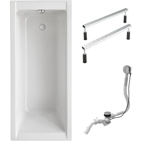 Schulte Badewanne Como - 150x70 cm, aus hochwertigem Sanitäracryl, Weiß glänzend, Komplett Set inkl. Fußgestell und Ablauf