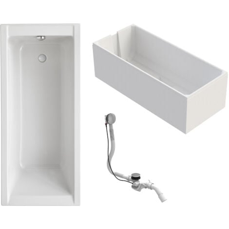 Schulte Badewanne Como - 170x75 cm, aus hochwertigem Sanitäracryl, Weiß glänzend, Komplett Set inkl. Wannenträger und Ablauf