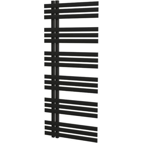 Schulte Design-Heizkörper IGNIS, 140 x 60 cm, Strukturschwarz, seitlich versetzter Mittelanschluss