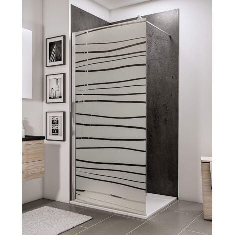 Schulte Duchwand Walk In Alexa 2.0, 6 mm ESG Sicherheitsglas Dekor Mistral mit Exzenterprofil inkl. Fixil Beschichtung, Profilfarbe: Chromoptik, Größe: 100 x 190 cm