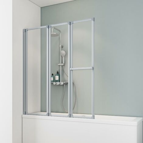 Schulte Duschwand, 3-teilig faltbar mit Handtuchhalter - Breite: 126 cm, Höhe: 140 cm, Glas: 5 mm Sicherheitsglas Klar Hell, Profil: Alu Natur