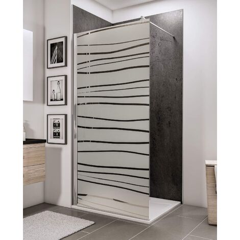 Schulte Duschwand Walk In 120x190 cm - 6 mm Sicherheitsglas Dekor Mistral mit Fixil Beschichtung, Profil Chromoptik, Alexa Style 2.0