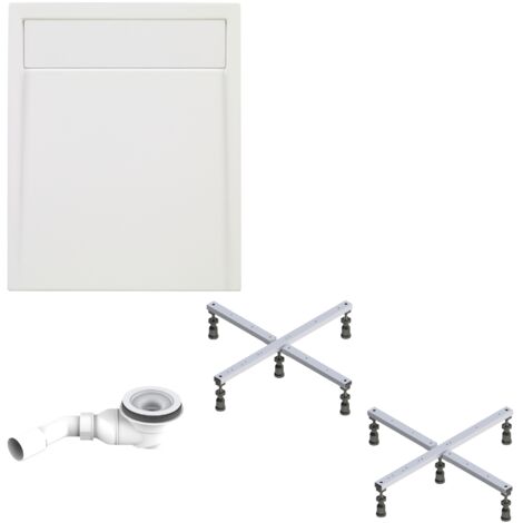 Schulte Duschwanne Brava - aus hochwertigem Sanitäracryl, Komplett Set inkl. Fußgestell und Ablauf, Farbe: Weiß, Größe: 140 x 90 cm