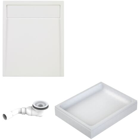 Schulte Duschwanne Brava - aus hochwertigem Sanitäracryl, Komplett Set inkl. Wannenträger und Ablauf, Farbe: Weiß, Größe: 90 x 75 cm