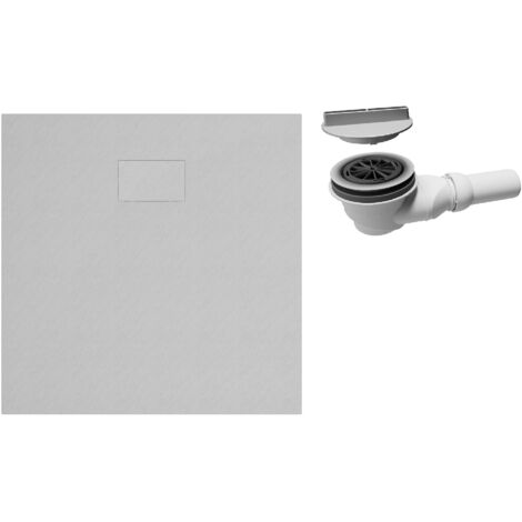 Schulte Duschwanne DWM-Tec mit Ablauf - 90x90 cm, Mattweiß, Steinstruktur