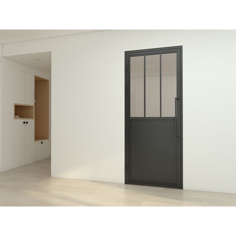 Schulte - Glastür Komplettset Mit Beschlag Loftstil 830 X 2115 Mm Din Links - Griffstange Drehtür