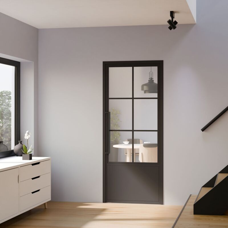 Schulte Glastür Komplettset Mit Beschlag Loftstil 830 X 2040 Mm Din Rechts - Griffstange Drehtür