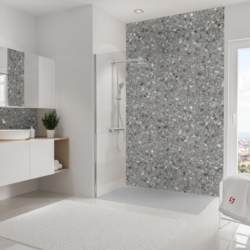 Schulte - panneau mural 150x255 cm, revêtement pour douche et salle de bains, placement facile, DécoDesign softtouch, ceppo di gré gris