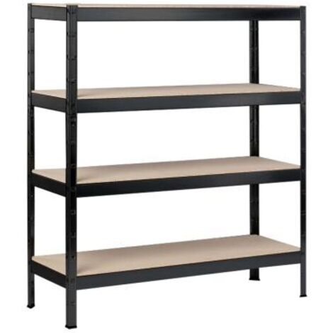 SCHULTE Regalwelt Schwerlastregal mit 4 Holzböden, 180x160x60 cm (HxBxT), Traglast pro Ebene ca. 250 Kg, schwarz-Struktur, Lagerregal, Kellerregal, Werkstattregal, Steckregal