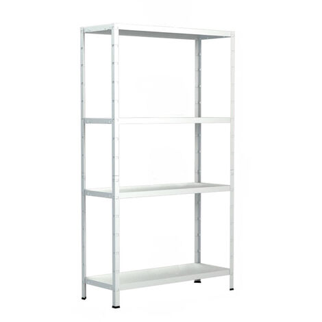 SCHULTE Regalwelt Steckregal mit 4 PowerMAX Fachböden, 65 kg Tragkraft, 180x60x40 cm (HxBxT), weiß, Lagerregal, Werkstattregal, Kellerregal, Garagenregal, Metallregal