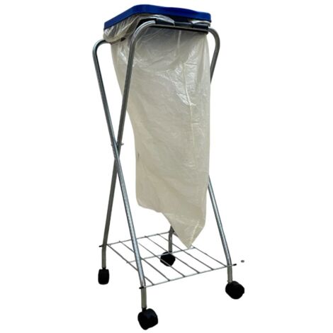 SCHULTE Regalwelt Support pour sacs poubelles avec roulettes, collecteur de recyclage avec anneau de serrage et tablette, env. 38x98x35 cm (LxHxP)