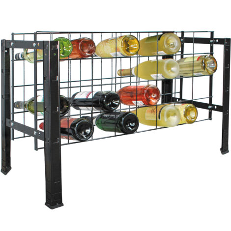 SCHULTE Regalwelt Casier à vin, 32 bouteilles, 43x80x35 cm (HxLxP), noir, rayonnage pour boissons, casier à bouteilles de vin, casier à bouteilles