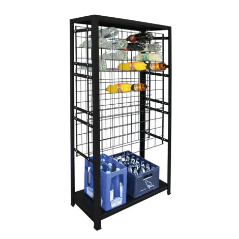 SCHULTE Regalwelt Casier à vin, 96 bouteilles, 180x80x35 cm (HxLxP), noir, rayonnage pour boissons, casier à bouteilles de vin, casier à bouteilles