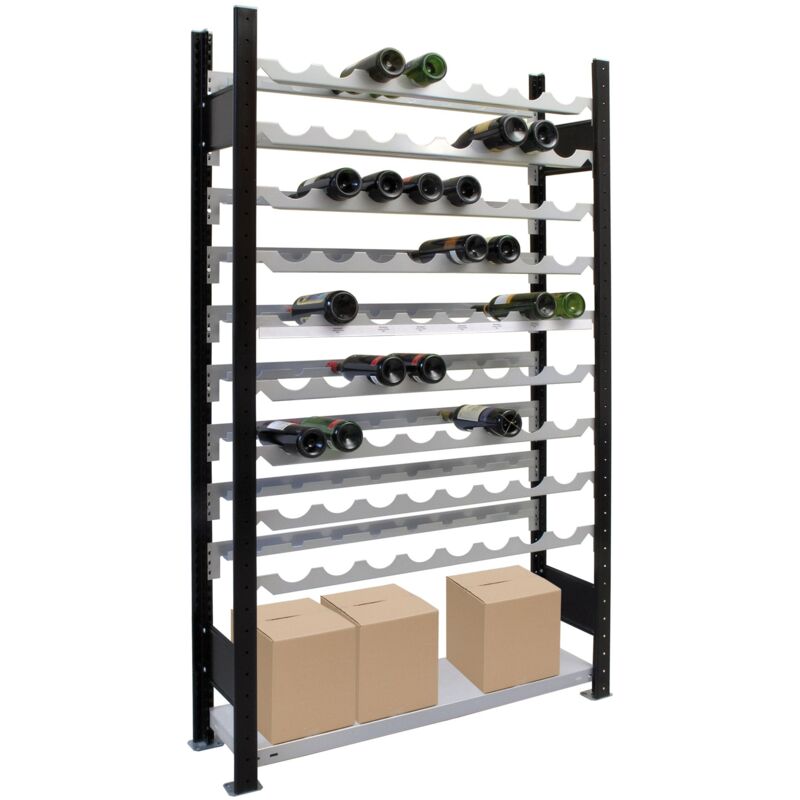 Schulte Regalwelt - SCHULTE Regalwelt Casier à vin, 96 bouteilles, 230x100x25 cm (HxLxP), noir/argent, rayonnage pour boissons, casier à bouteilles