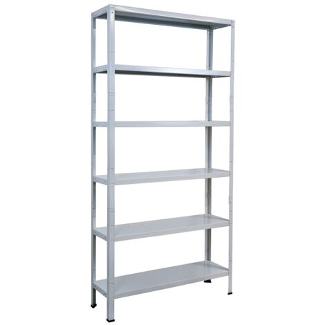 SCHULTE Regalwelt Rayonnage de bureau emboîtable avec 6 tablettes PowerMAX, charge utile 65 kg, 200x100x30 cm (HxLxP), blanc, rayonnage de stockage, rayonnage d’atelier, rayonnage de cave, rayonnage d