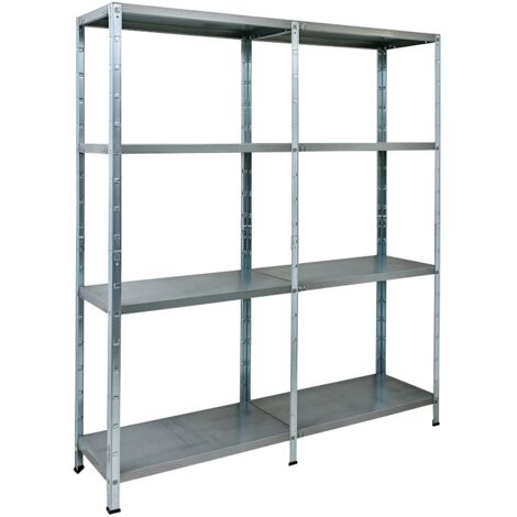 SCHULTE Regalwelt Rayonnage emboîtable avec 2 x 4 tablettes PowerMAX, charge utile 65 kg, 180x160x40 cm (HxLxP), galvanisé, rayonnage de stockage, rayonnage d’atelier, rayonnage de cave, rayonnage de 