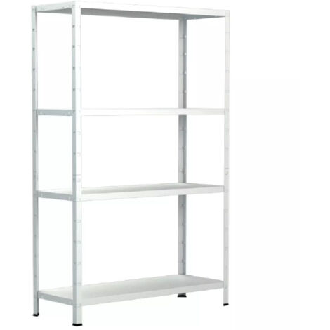SCHULTE Regalwelt Rayonnage emboîtable avec 4 tablettes PowerMAX, charge utile 50 kg, 137x75x30 cm (HxLxP), blanc, rayonnage de stockage, rayonnage d’atelier, rayonnage de cave, rayonnage de garage, r