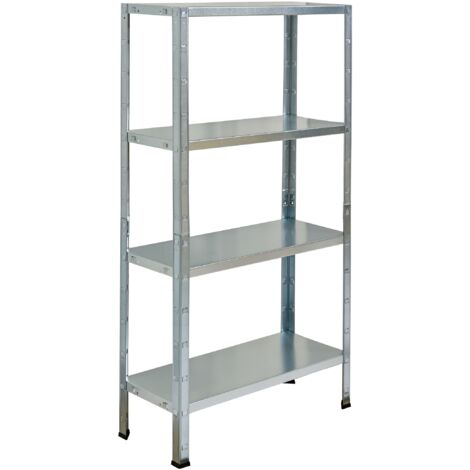 SCHULTE Regalwelt Rayonnage emboîtable avec 4 tablettes PowerMAX, charge utile 50 kg, 137x75x30 cm (HxLxP), galvanisé, rayonnage de stockage, rayonnage d’atelier, rayonnage de cave, rayonnage de garag