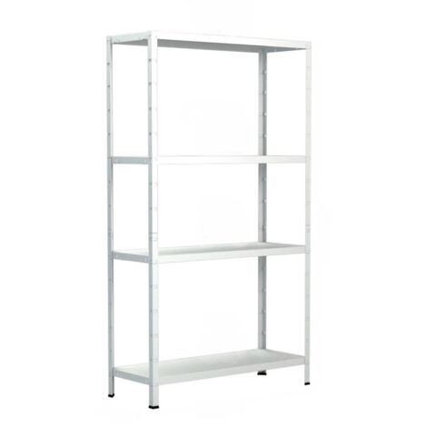SCHULTE Regalwelt Rayonnage emboîtable avec 4 tablettes PowerMAX, charge utile 60 kg, 180x60x40 cm (HxLxP), blanc, rayonnage de stockage, rayonnage d’atelier, rayonnage de cave, rayonnage de garage, r