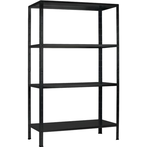 SCHULTE Regalwelt Rayonnage emboîtable avec 4 tablettes PowerMAX, charge utile 65 kg, 180x100x35 cm (HxLxP), noir structuré, rayonnage de stockage, rayonnage d’atelier, rayonnage de cave, rayonnage de