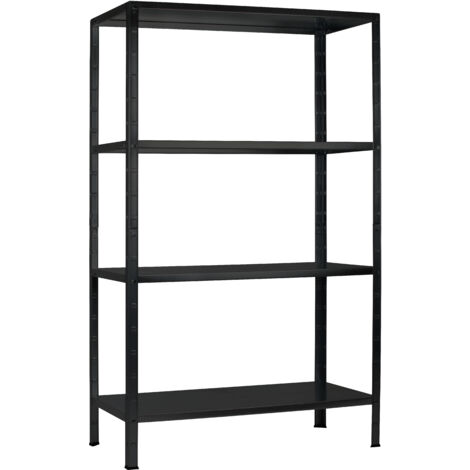SCHULTE Regalwelt Rayonnage emboîtable avec 4 tablettes PowerMAX, charge utile 65 kg, 180x60x40 cm (HxLxP), noir structuré, rayonnage de stockage, rayonnage d’atelier, rayonnage de cave, rayonnage de 