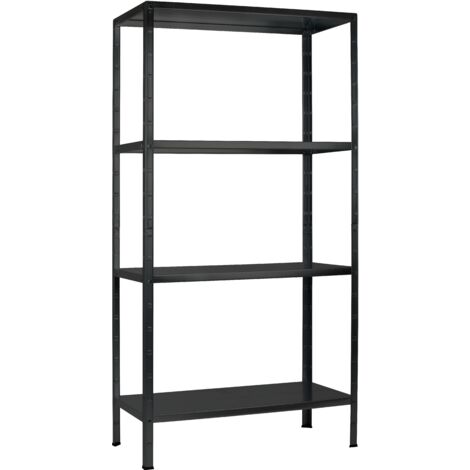 SCHULTE Regalwelt Rayonnage emboîtable avec 4 tablettes PowerMAX, charge utile 65 kg, 180x80x40 cm (HxLxP), noir structuré, rayonnage de stockage, rayonnage d’atelier, rayonnage de cave, rayonnage de 