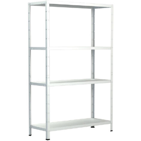 SCHULTE Regalwelt Rayonnage emboîtable avec 4 tablettes PowerMAX, charge utile 65 kg, 180x90x40 cm (HxLxP), blanc, rayonnage de stockage, rayonnage d’atelier, rayonnage de cave, rayonnage de garage, r