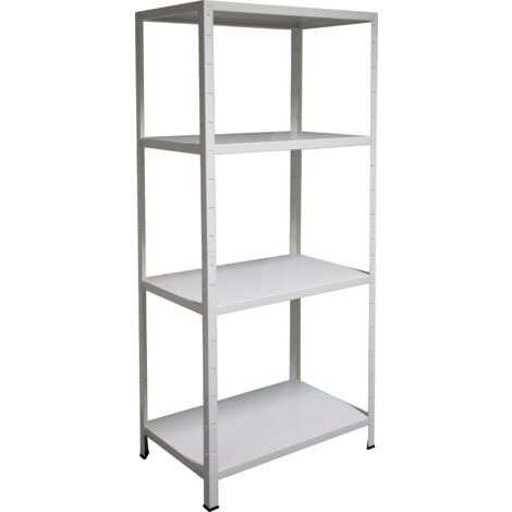 SCHULTE Regalwelt Rayonnage emboîtable avec 4 tablettes PowerMAX, charge utile 65 kg, 190x100x40 cm (HxLxP), blanc, rayonnage de stockage, rayonnage d’atelier, rayonnage de cave, rayonnage de garage, 