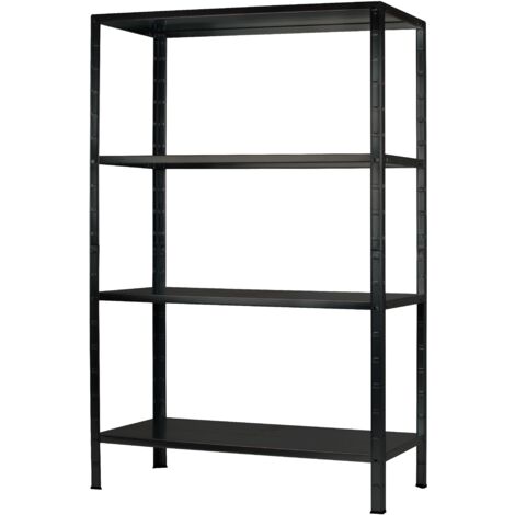 SCHULTE Regalwelt Rayonnage emboîtable avec 4 tablettes PowerMAX, charge utile 65 kg, 190x100x40 cm (HxLxP), noir structuré, rayonnage de stockage, rayonnage d’atelier, rayonnage de cave, rayonnage de