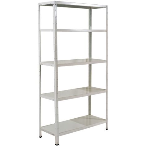 SCHULTE Regalwelt Rayonnage emboîtable avec 5 tablettes PowerMAX, charge utile 65 kg, 190x100x40 cm (HxLxP), blanc, rayonnage de stockage, rayonnage d’atelier, rayonnage de cave, rayonnage de garage, 