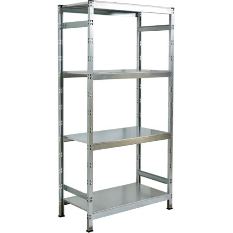 SCHULTE Regalwelt Rayonnage emboîtable professionnel avec 4 tablettes, capacité de charge par niveau 120 kg, 195x100x35 cm (HxLxP), galvanisé, rayonnage de stockage, rayonnage de cave, rayonnage d’ate