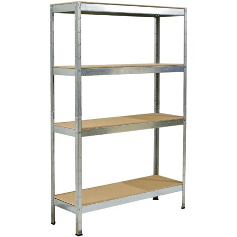 SCHULTE Regalwelt Rayonnage pour charges lourdes avec 4 étagères en bois, capacité de charge par niveau 120 kg, 180x120x40 cm (HxLxP), galvanisé, rayonnage de stockage, rayonnage de cave, rayonnage d’
