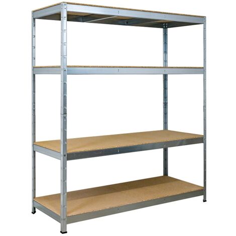 SCHULTE Regalwelt Rayonnage pour charges lourdes avec 4 étagères en bois, capacité de charge par niveau env. 250 kg, 180x160x60 cm (HxLxP), galvanisé, rayonnage de stockage, rayonnage de cave, rayonna
