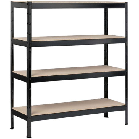 SCHULTE Regalwelt Rayonnage pour charges lourdes avec 4 étagères en bois, capacité de charge par niveau env. 250 kg, 180x160x60 cm (HxLxP), noir structuré, rayonnage de stockage, rayonnage de cave, ra