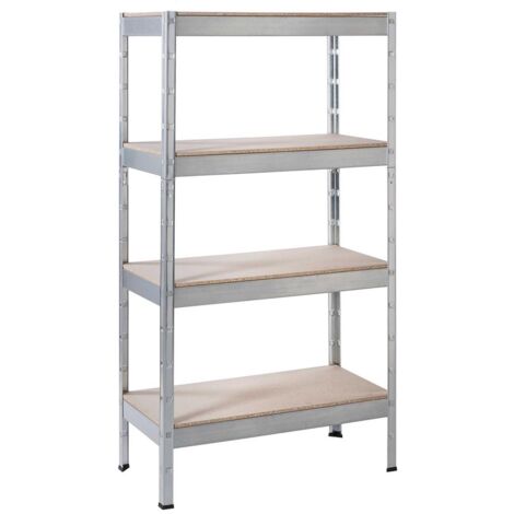 SCHULTE Regalwelt Rayonnage pour charges lourdes avec 4 étagères en bois, capacité de charge par niveau env. 75 kg, 150x75x30 cm (HxLxP), galvanisé, rayonnage de stockage, rayonnage de cave, rayonnage