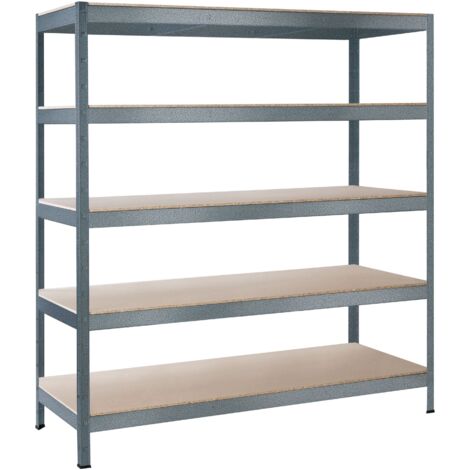 SCHULTE Regalwelt Rayonnage pour charges lourdes XXL avec 5 étagères en bois, capacité de charge par niveau 250 kg, 200x160x60 cm (HxLxP), granit structuré, rayonnage de stockage, rayonnage de cave, r