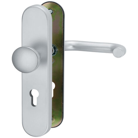Schutzbeschlag Aluminium Sicherheitsbeschlag F1 natureloxiert Knopf/Drücker DIN 8/72