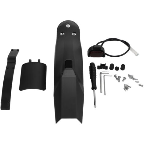 Schutzblech Hinten für Scooter, Reifenschutzblechhalterung mit Rücklichthalter & Kennzeichenhalter Scooter Ersatzzubehör(Schwarz) Radfahren Elektroroller