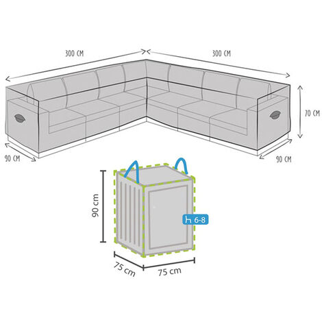 Schutzhülle 300x300cm für L-förmiges Garten Lounge Set + Hülle für 6-8 Kissen