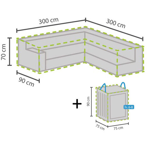 Schutzhülle 300x300cm für L-förmiges Garten Lounge Set + Hülle für 6-8 Kissen
