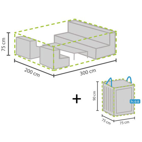 Schutzhülle Abdeckung L 300x200cm für Garten Lounge Set + Hülle für 6-8 Kissen